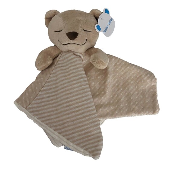 Meddy Teddy Brown Bear Lovey Ribbed Plush Baby Toy Doll Security Blanket - Picture 2 of 16